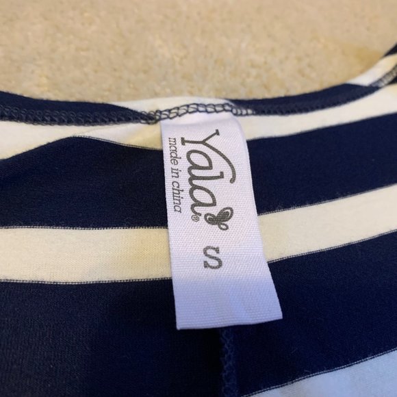 Yala Navy and White Striped High Low Scoop Neck Dress Size S - Picture 9 of 13